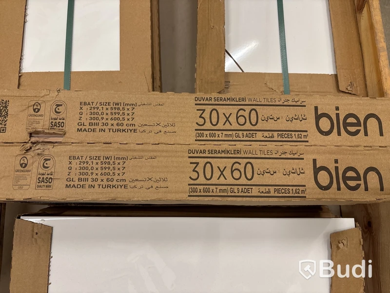 ca 12,96 kvm KAKEL BIEN, DOVE VIT BLANK 30X60CM
