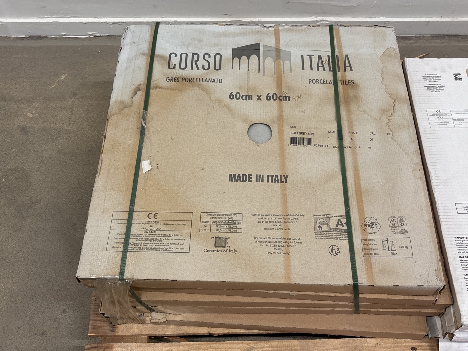 5 st. paket kakel Corso Italia, Draft Grey 60RT, 60x60 cm, 7,2m2