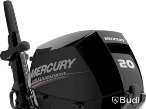 Utombordsmotor Mercury F20MLH, lång rigg, manuell start, rorkult (20hk). Nypris: ca 38 000 kr