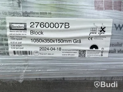 Betongblock, 3 st. pall, 1050x350x150mm Grå
