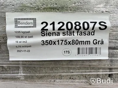 20 st. pall Markplatta Benders, 2120807S Siena Slät Fasad Grå 350x175x80mm
