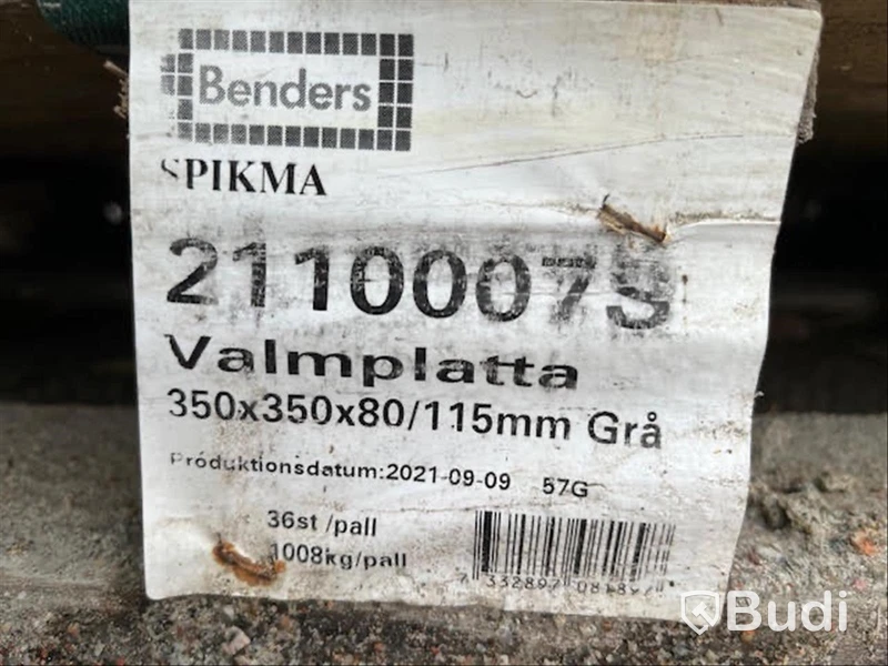 13 st. pall VALMPLATTA BENDERS, 2110007S FASAD 350X350X80/115 MM Grå