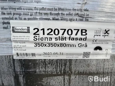 8 st. pall Markplatta Benders, 2120707B Siena Fasad 350x350x80mm Grå