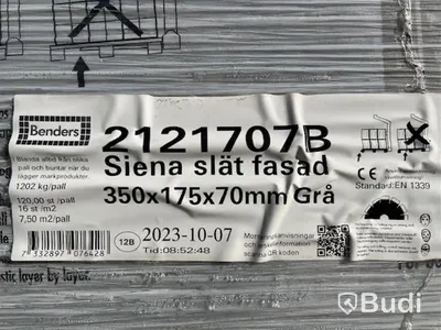 17 st. pall MARKPLATTA BENDERS, 2121707B SIENA SLÄT FASAD 70 350X175X70MM GRÅ B