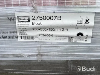 13 st. pall BLOCK BENDERS, 2750007B SLÄT TILL MUR/TRAPP/KANT 700X350X150MM GRÅ B