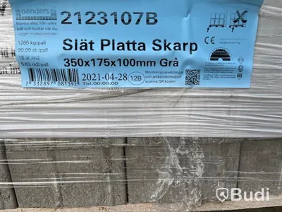 20 st. pall Markplatta Benders, 2123107B Slät Platta Skarp 350X175X100MM Grå