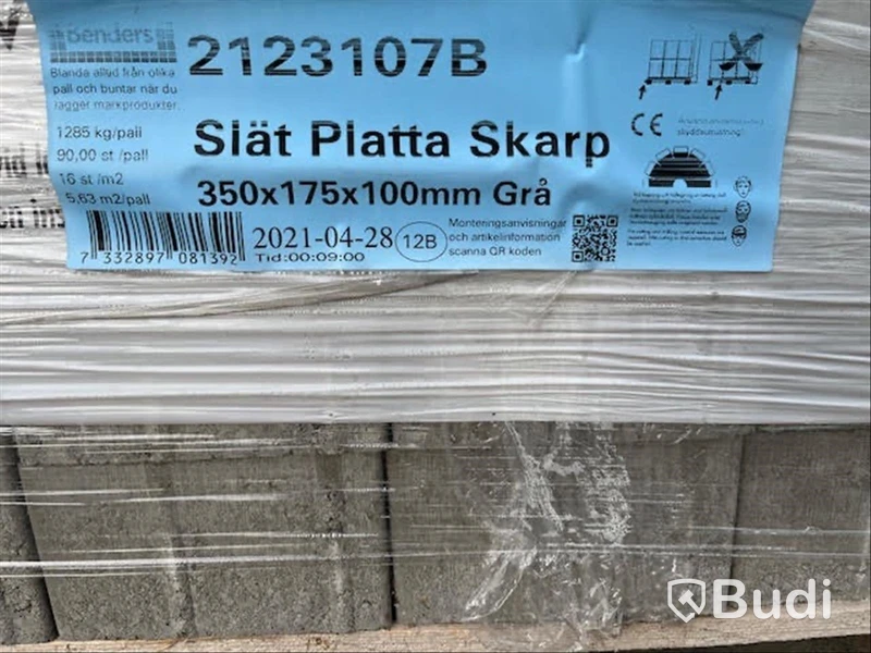 20 st. pall Markplatta Benders, 2123107B Slät Platta Skarp 350X175X100MM Grå