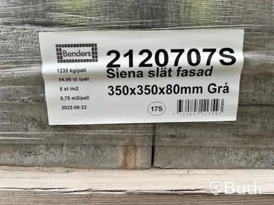 20 st. pall Markplatta Benders, 2120707S Siena Slät Fasad Grå 350x350x80mm