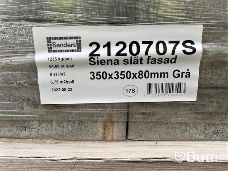 20 st. pall Markplatta Benders, 2120707S Siena Slät Fasad Grå 350x350x80mm