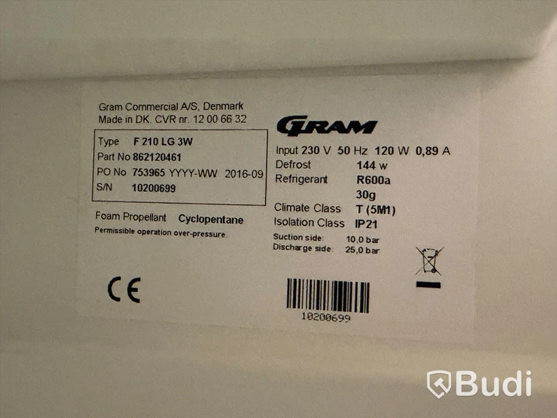 Freezer, Gram F 210 LG 3W