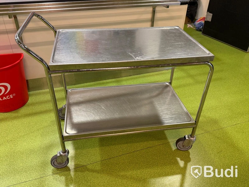 Serving trolley, stainless steel