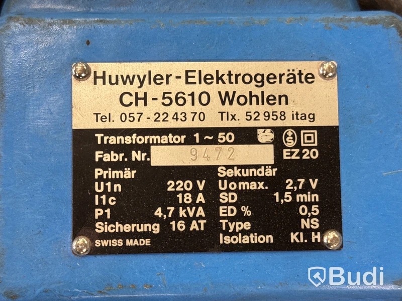 Huwyler Svetstransformator 220V/2,7V