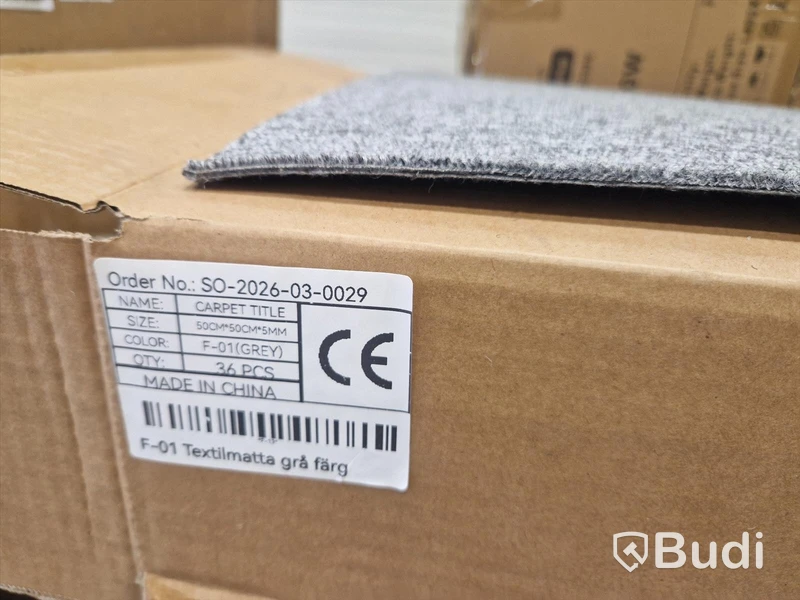 50 m² carpet tiles, grey, NEW