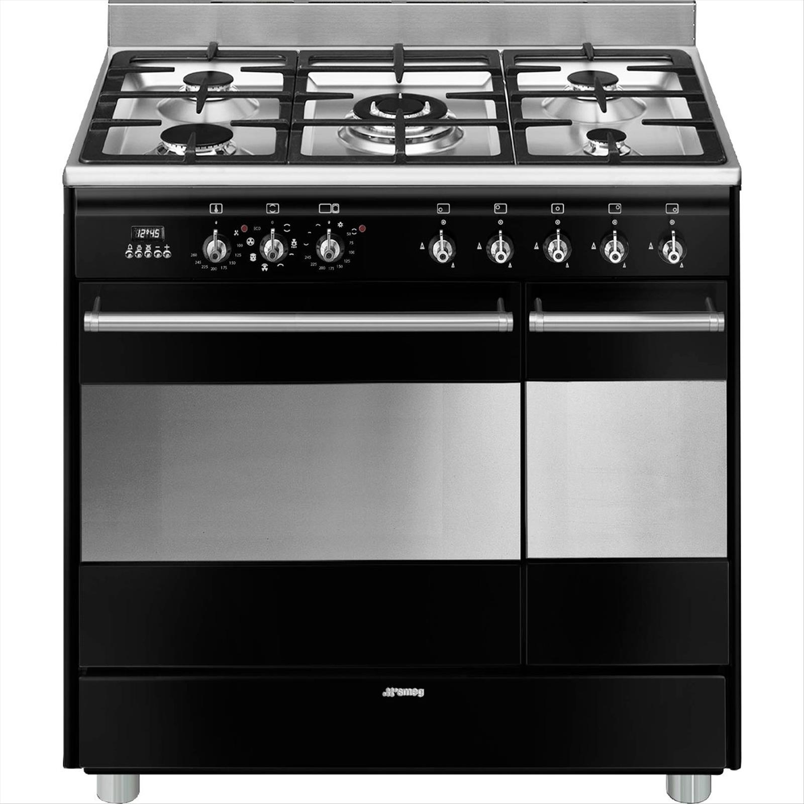 Gasspis Smeg 90x60 cm Elektrisk ugn Svart Classic SCB92MN8