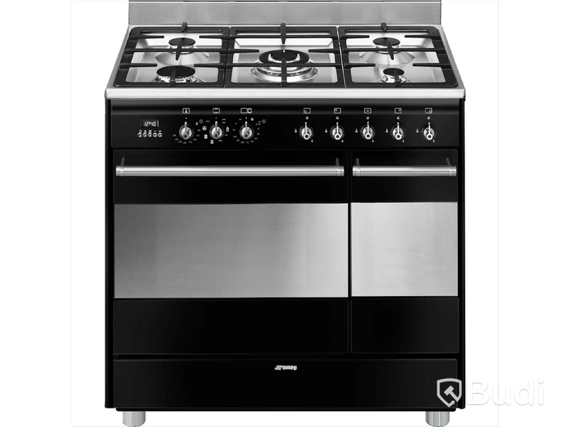 Gasspis Smeg 90x60 cm Elektrisk ugn Svart Classic SCB92MN8
