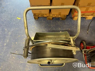 2 pcs. Strapping trolleys with plastic strapping