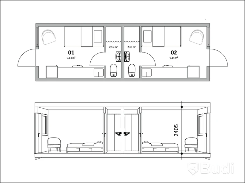 40 st Bodar med 2 lägenheter i varje (Modulby) - Etablering N (40 modular units with 2 apartments in each – Block N)