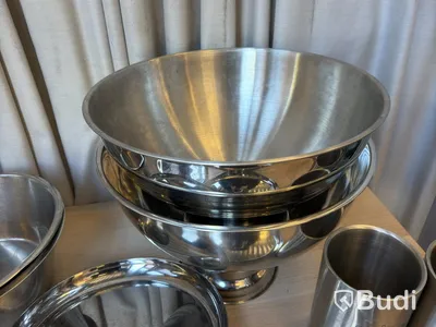 Food mill, bowls, trays, coolers, etc. in stainless steel