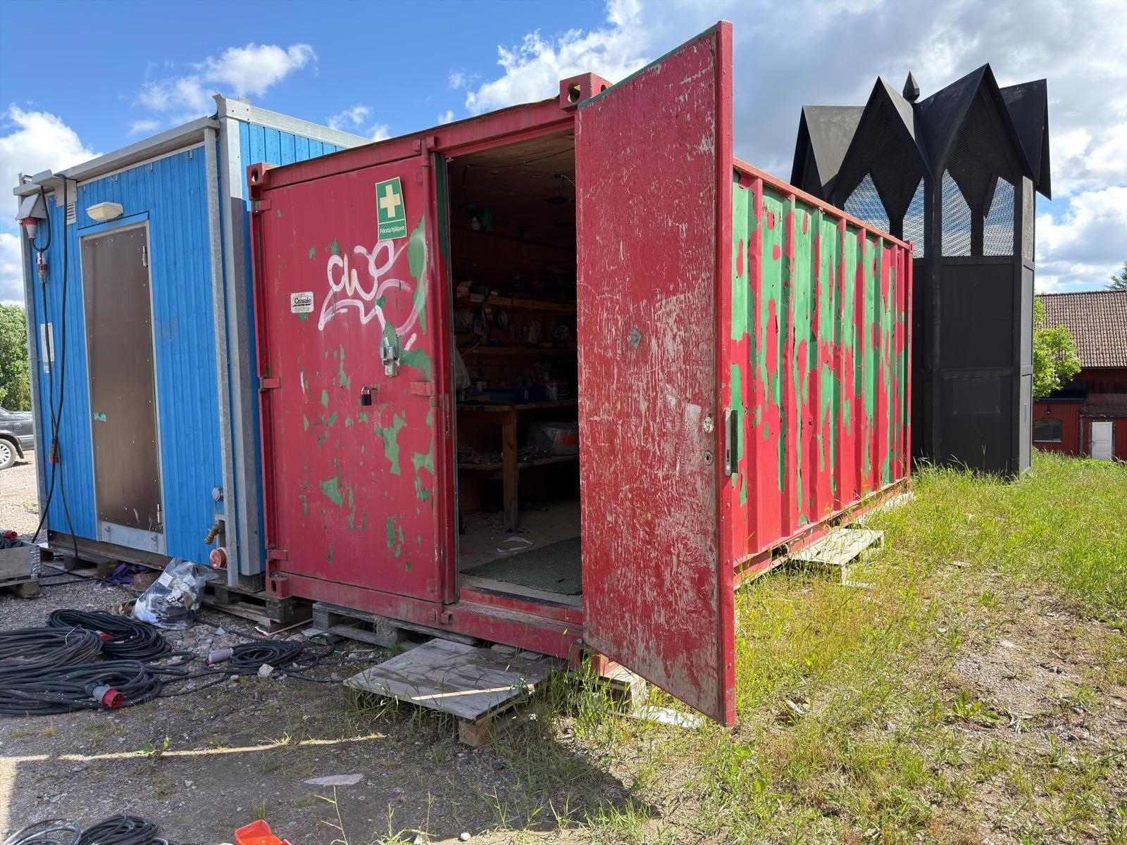 20-foot container with contents.