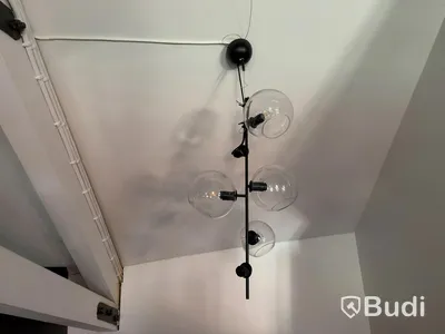 Ceiling lamps, black metal and glass, 3 pcs