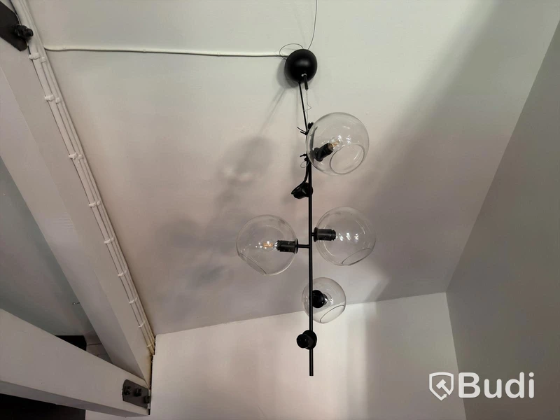 Ceiling lamps, black metal and glass, 3 pcs