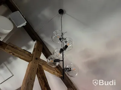 Ceiling lamps, black metal and glass, 3 pcs