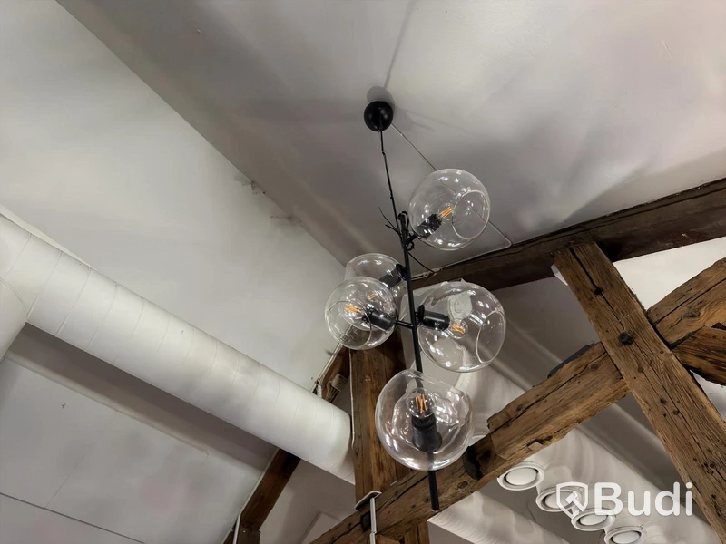 Ceiling lamps, black metal and glass, 3 pcs