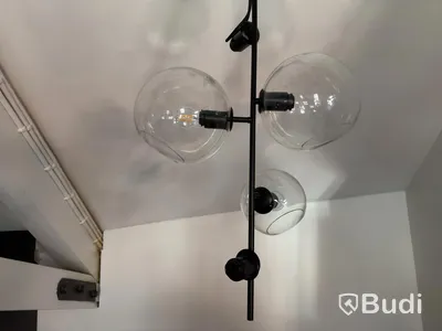 Ceiling lamps, black metal and glass, 3 pcs