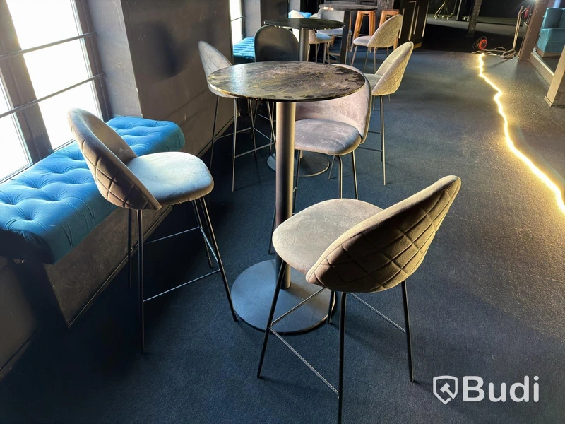 Bar furniture, 3 tables and 9 bar stools