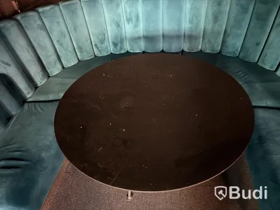 Round dining table, cast-iron base