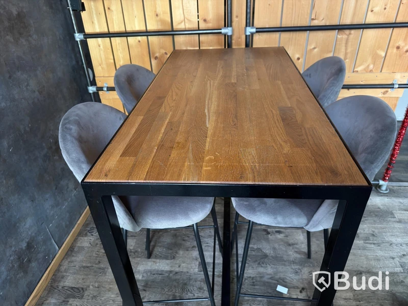 Bar tables and chairs, 2 tables, 8 chairs.