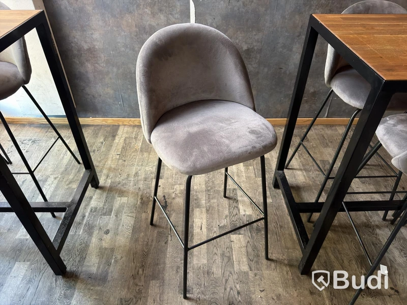 Bar tables and chairs, 2 tables, 8 chairs.