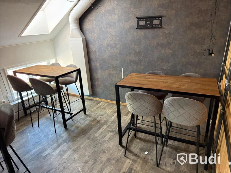 Bar tables and chairs, 2 tables, 8 chairs.