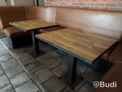 Dining tables, wood, 2 pcs, fixed to the floor