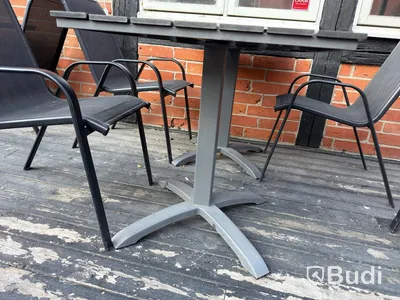 Outdoor furniture, 13 tables and 17 chairs