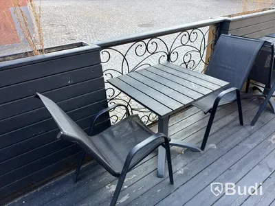 Outdoor furniture, 13 tables and 17 chairs