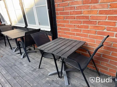 Outdoor furniture, 13 tables and 17 chairs
