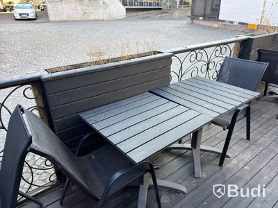 Outdoor furniture, 13 tables and 17 chairs