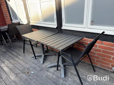 Outdoor furniture, 13 tables and 17 chairs