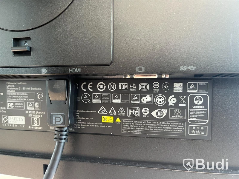 24 tums skärm Lenovo T24i-10 ink ström och Displayport-kabel. 1920x1080 IPS, 6ms responstid. Inbyggd USB-hubb