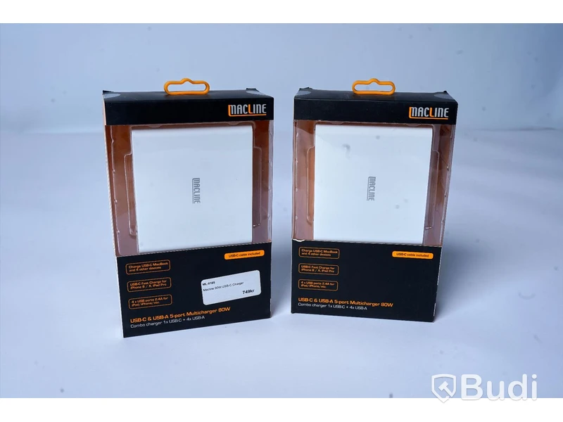 Laddare 2st - MACLINE, 90W, USB-C och 2,4 USB-A Port