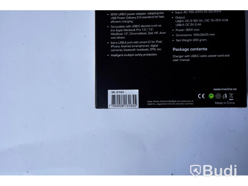 Laddare 3st - MACLINE, 90W, USB-C och 2,4 USB-A Port