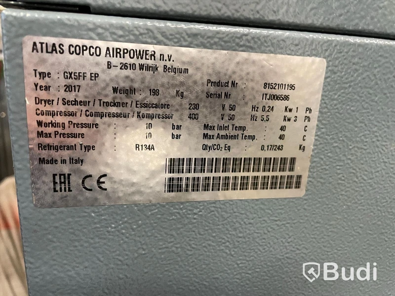 Atlas Copco kompressor GX5FF  EP, 2017