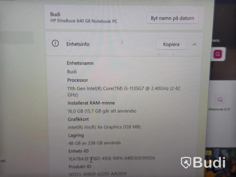 Laptop HP EliteBook 840 G8 | i5 | 16 GB RAM