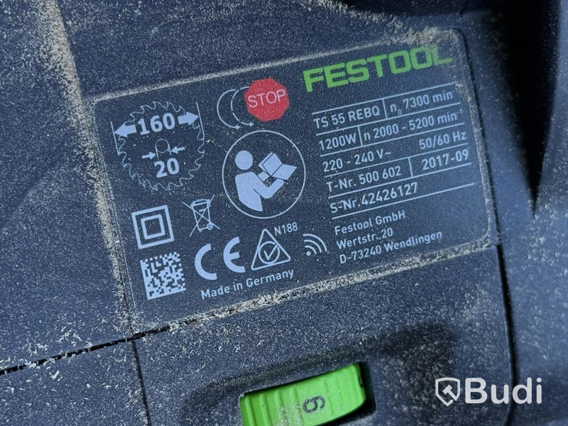 Festool TS 55 REBQ plunge saw with guide rails