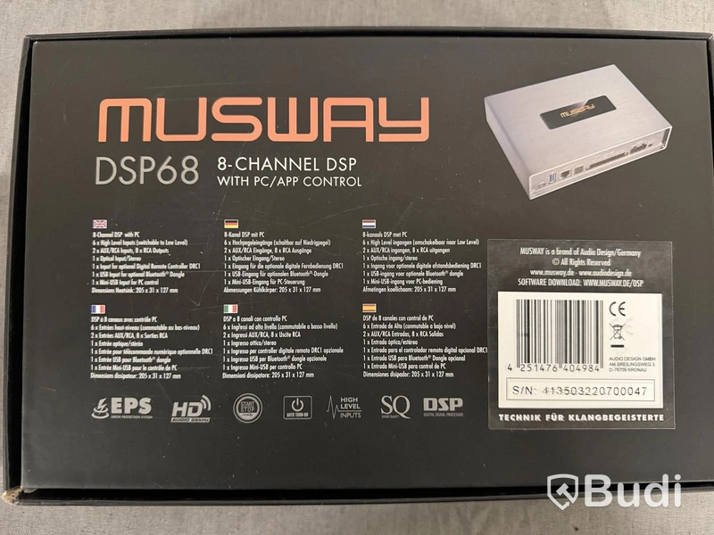 Ljudprocessor Musway DSP68, 8-kanalig DSP