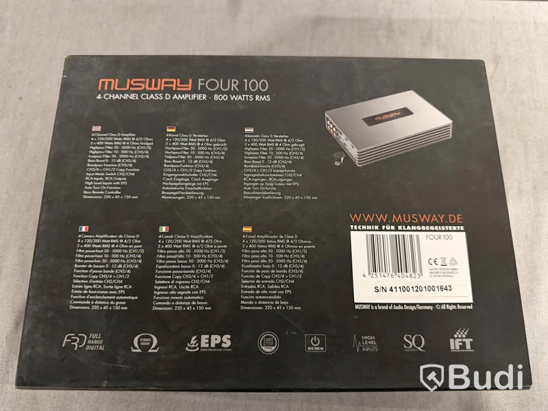 Musway FOUR 100 car amplifier, 4-channel