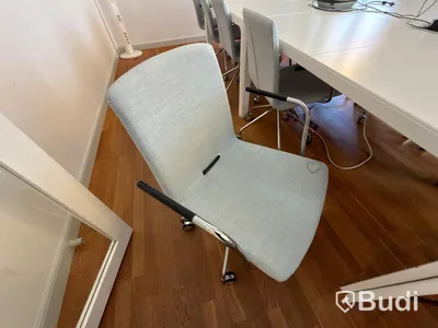 IKEA conference table with 11 designer armchairs: 5 Gärsnäs Day armchairs on castors and 6 Gärsnäs Day armchairs