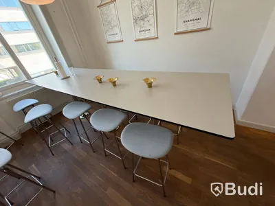 High-top dining tables with 16 stools
