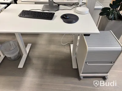 Workstation with height-adjustable desk, Kinnarps chair, and 1 Dell monitor